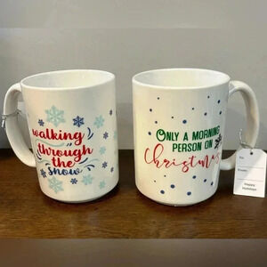 2-Crofton Mugs "Walking through the Snow" & "Only a morning person on Christmas"